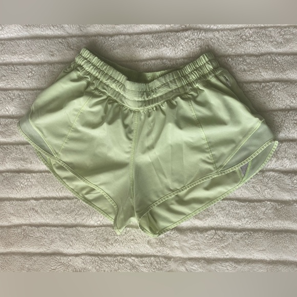 lululemon athletica Pants - Lulu lemon Hotty Hot Low Rise Lined shorts 2.5, size 2, a very light lime green.